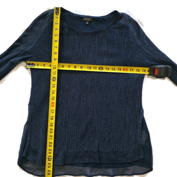2 for $10 LUCKY BRAND Stretchy Blue Sparkle Sweater M - Picture 11 of 11